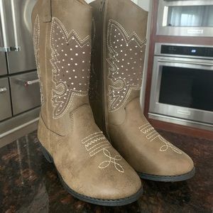 Kenzie Girl Taupe Rhinestone Cowboy Boots